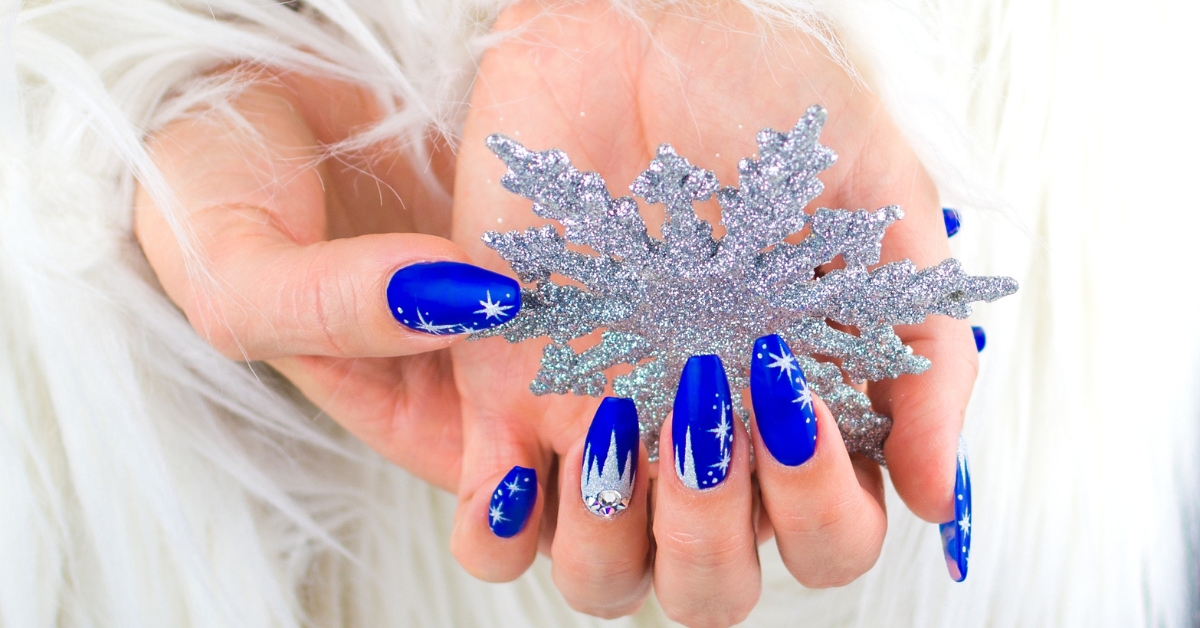 Blue Snowflake Nail Art