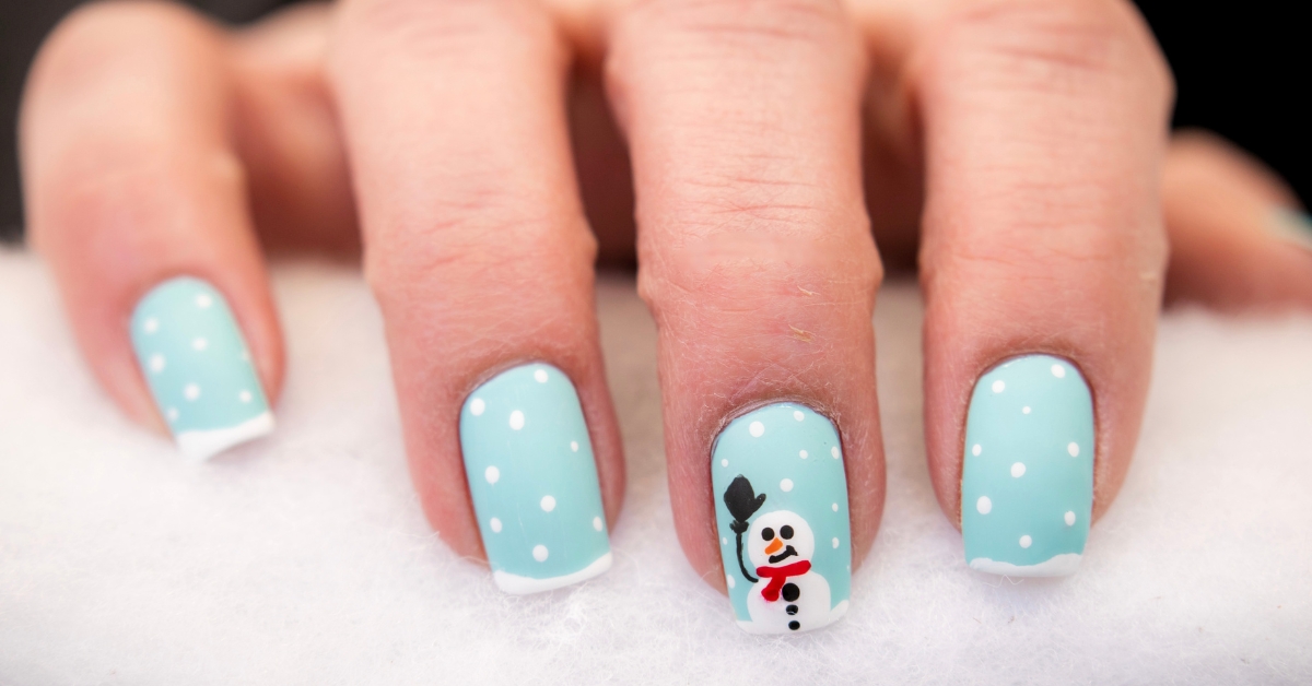 Snowman and Polka Dot Nail Art