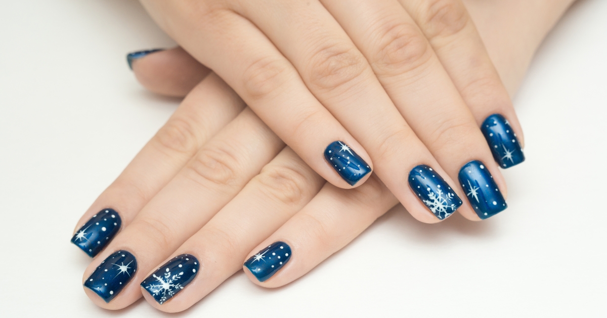 Starry Night Snowflake Nail Art